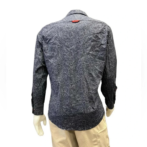 Daniel Hechter Blue Printed Long Sleeve Button Down Dress Shirts Size Large - Picture 2 of 10